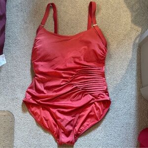 Calvin Klein Slimming Swimsuit Coral Salmon Women's Size 14 EUC!